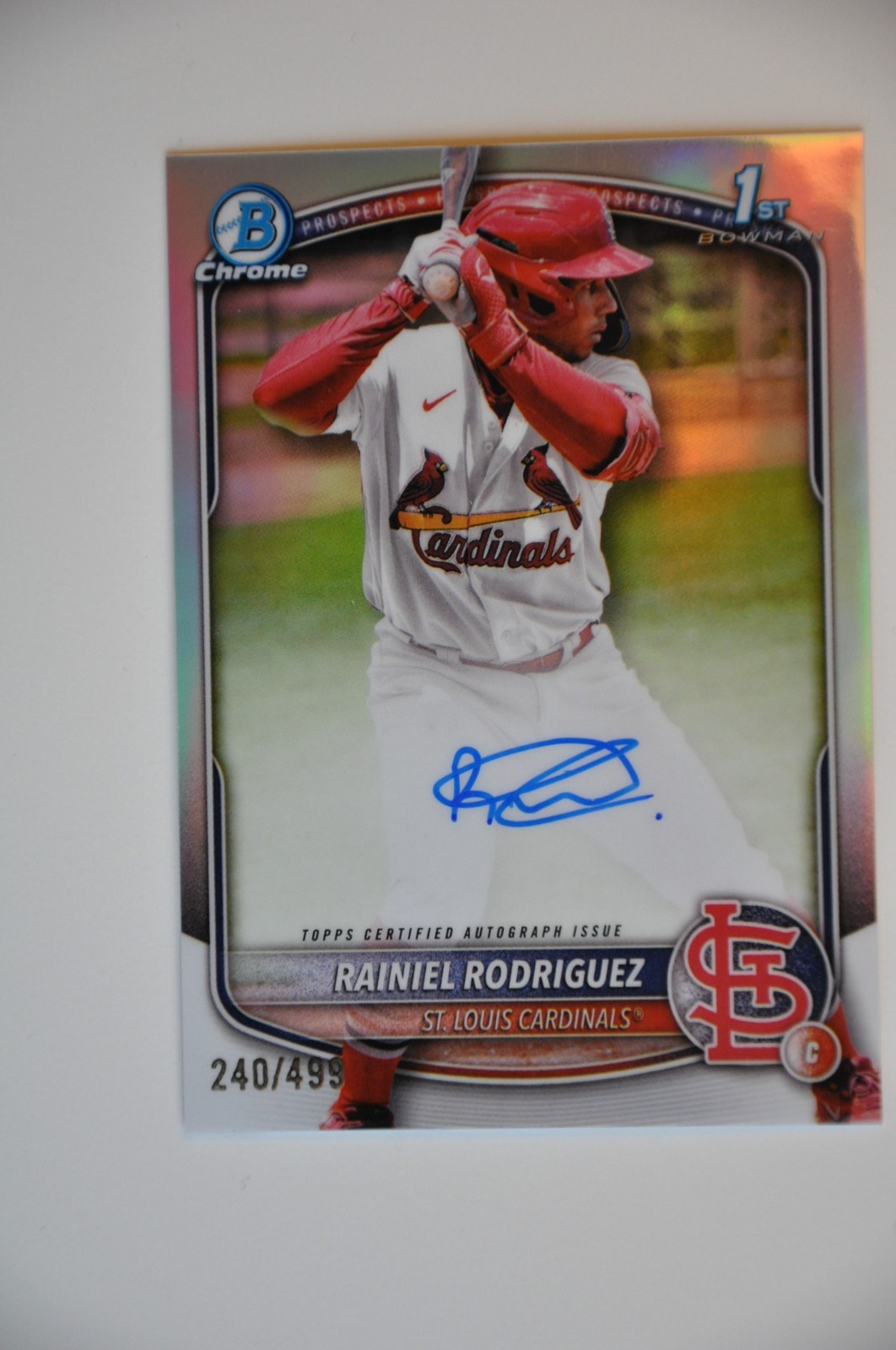 2025 Bowman Chrome Rainiel Rodriguez Auto Refractor 1st Prospect /499 Cardinals
