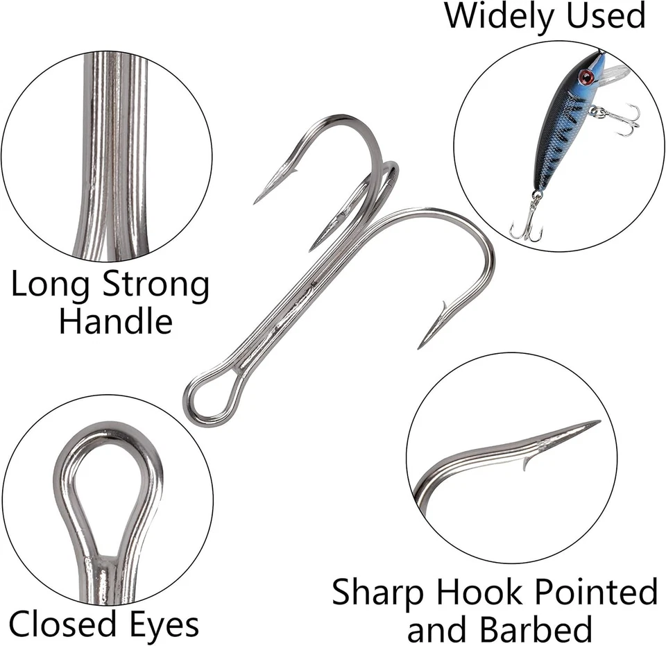 Shaddock Fishing 25Pcs High Carbon Treble Hooks for Tuna | Rust-Resistant Design - Image 4 of 4