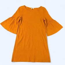 Anthropologie Bell Sleeve Mini Sweater Dress Tunic XS Orange Retro Fall Boho