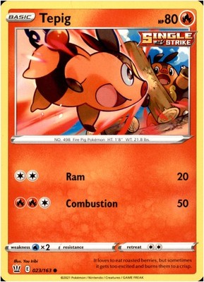 Tepig 023/163 Common - Pokemon SWSH05: Battle Styles LP-NM