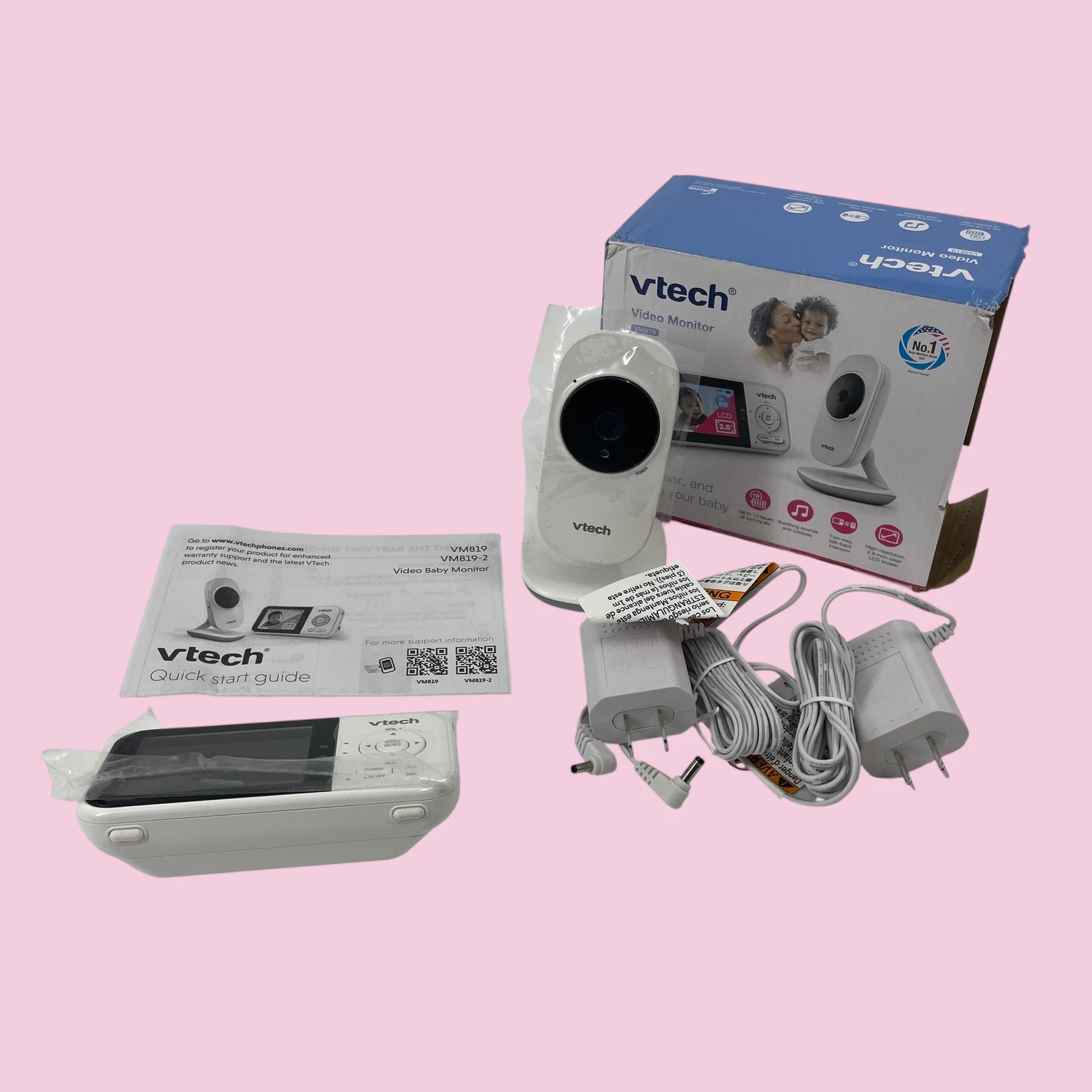 Vtech VM819 White 2.8 in LCD Two Way Talk Screen Video Baby Monitor #NO0991 AR