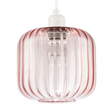 Contemporary Soft Pink Glass Wide Ribbed Square Pendant Light Shade by Happy ...