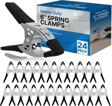 24-Pack 6" Heavy Duty Spring Clamps with 3" Jaw Opening - Black Metal