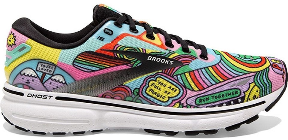 BROOKS Ghost 15 Wednesday Holmes Running Shoes Mens 11.5 Pride Pink White Size 13 - Wednesday Holmes x Brooks Ghost 15 Pride for sale  main image 2
