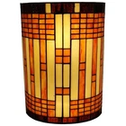 Tiffany Style Brown Yellow Geometric 2 Light Stained Glass Wall Sconce Vintage
