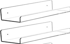 2-15" Acrylic Floating Wall Shelves Display Clear Transparent Plastic Shelf