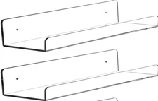 2-15" Acrylic Floating Wall Shelves Display Clear  Transparent Plastic Shelf