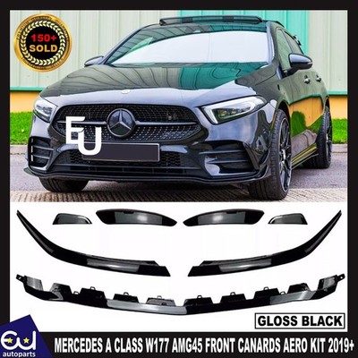 FÜR MERCEDES A KLASSE W177 AMG45 FRONTSTOßSTANGE SPLITTER AERO KIT FRONT CANARDS 19+