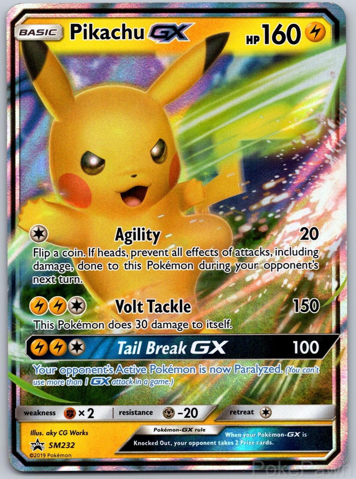 Pikachu GX - SM232 Holo Promo Sun & Moon Promo Pokemon Lightly Played