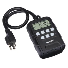 Outdoor Digital Timer,7 Day Programmable,Dual Outlet 125VAC 1875W,Weatherproo...