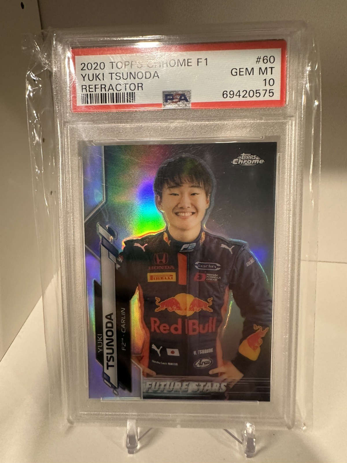 2020 Topps Chrome Formula 1 F1 Yuki Tsunoda Future Stars Refractor PSA 10 #60