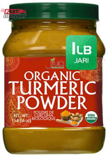 Organic Turmeric Powder 1 Pound Jar by Jiva Organics - 100 Raw with Curcumin -