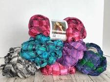 Lot of 6 Skeins Red Heart Boutique Ribbons Yarn, 5 Assorted Colors, Art E790