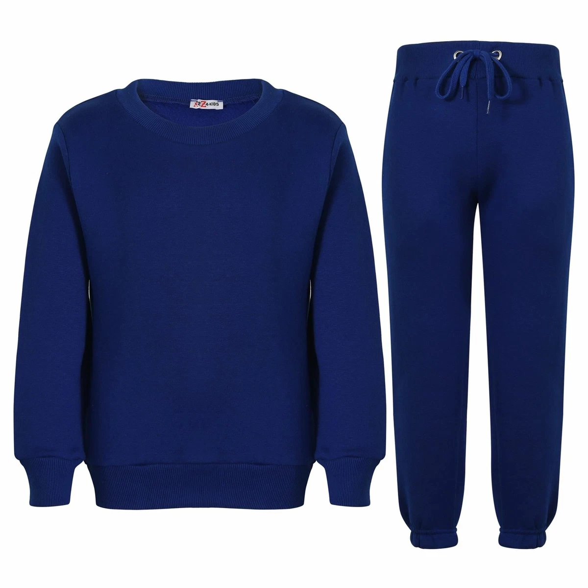Kids Royal Tracksuit Sweatshirt Set Jumper and Bottoms PE School Girls Boys 2 13