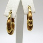 14K Yellow Gold Brushed & Polished Shrimp Style Oval Hoop Earrings [E131] — photo 3