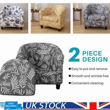 2-Piece Tub Chair Cover With Cushion Cover Club Bucket Chair Slipcover Removable