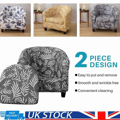 2Piece Tub Chair Cover With Cushion Cover Club Bucket Chair Slipcover