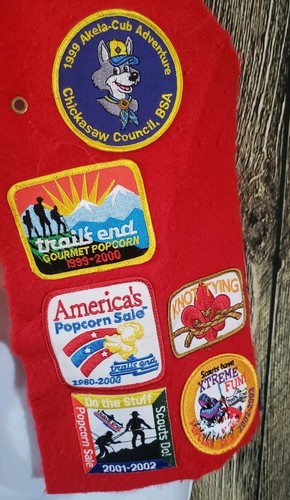 Boy Scout Red Felt Vest 27 Patches & Pin Pine Derby Tennessee SZ L Vintage - Picture 5 of 10