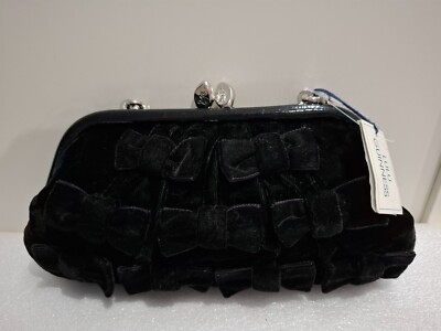 Lulu Guinness Vintage Black Velvet Bow Detail Bag New with Tags!! UK