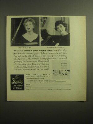 1959 Knabe Piano Ad - Rise Stevens and Roberta Peters