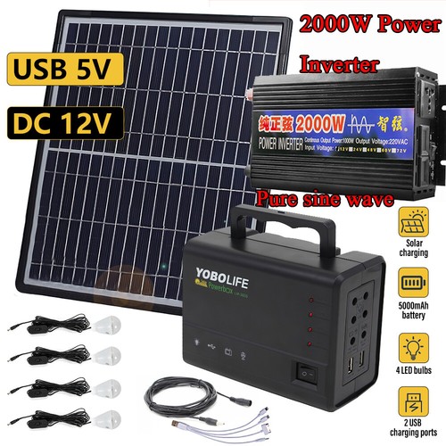 2000W Car Power Inverter Pure Sine Wave Solar Panel Power Bank Generator Station - Afbeelding 1 van 29