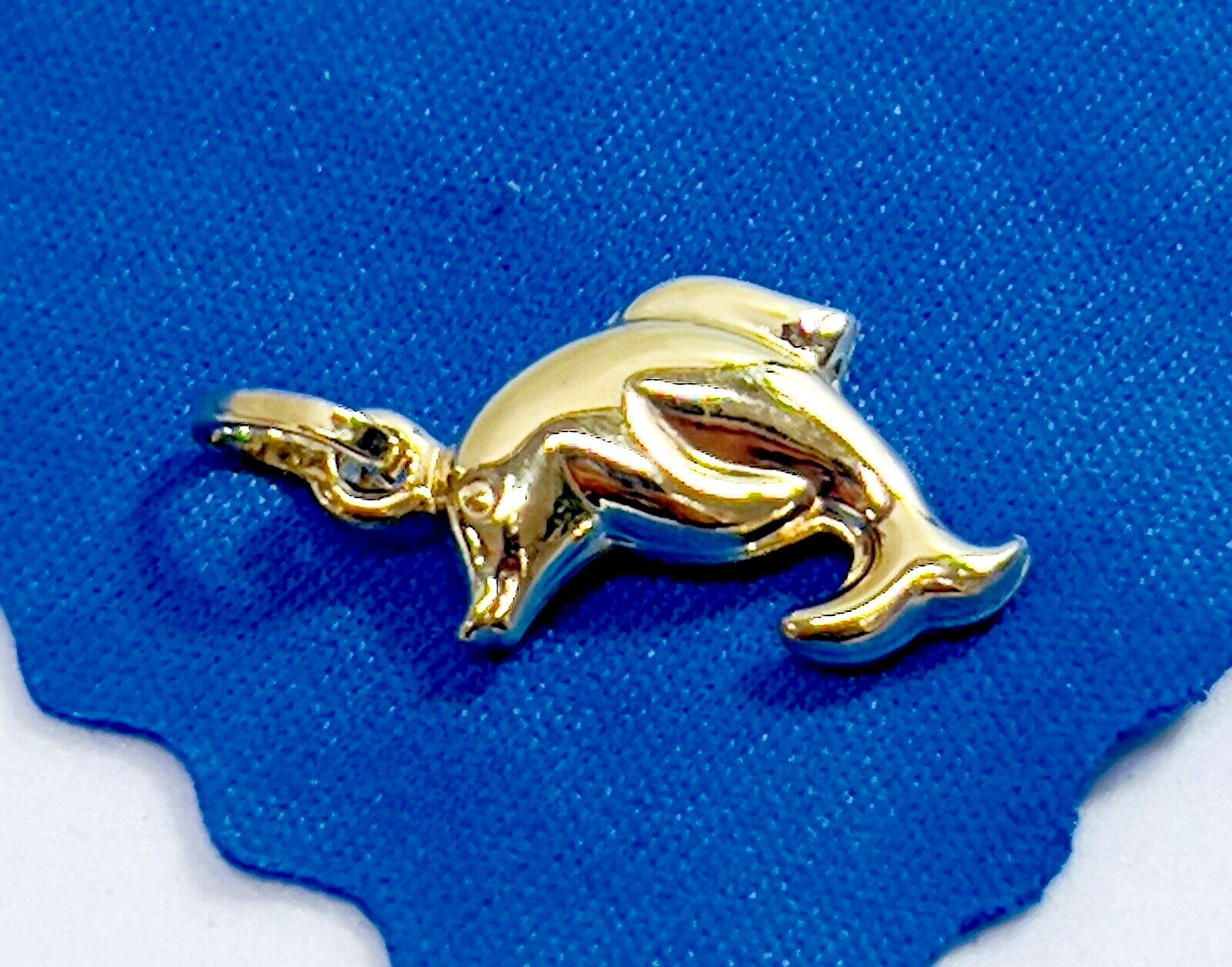 Small 10K Karat Solid Yellow Gold Designer DOLPHI… - image 4