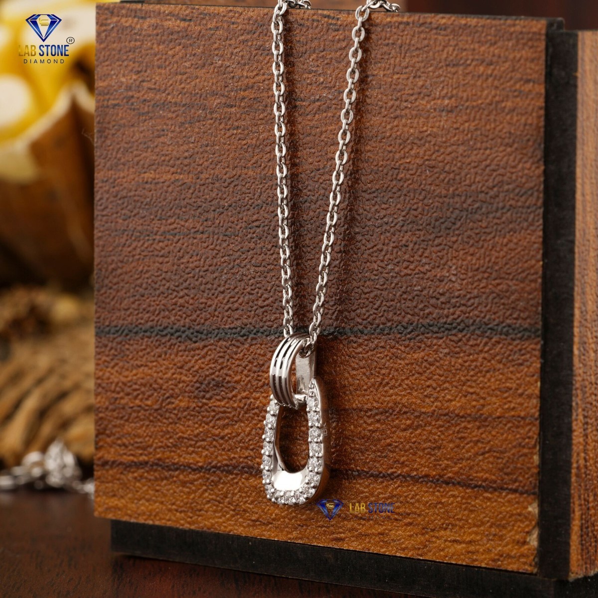 0.153 TCW Round cut Labgrown Diamond Pendant WithChain 18K White 
