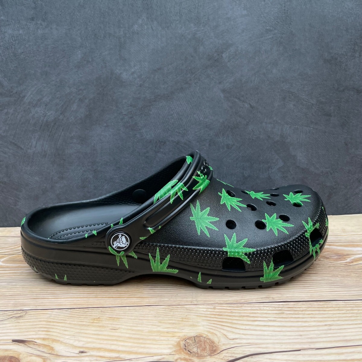 weed crocs size 10 never worn need gone asap!! Rhinestone Bling Weed Crocs, Custom Green Shoes - Etsy main image 4