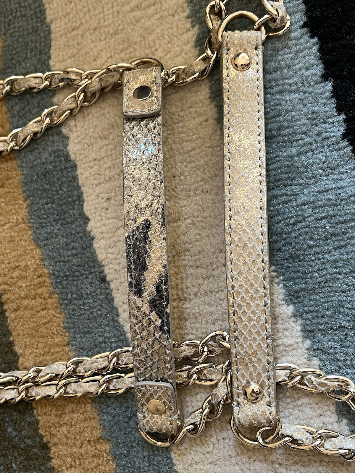 DKNY Python Snakeskin Leather CHAIN STRAP Handbag… - image 16