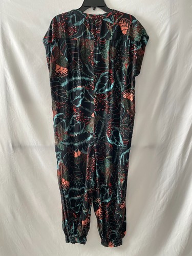 Anthropologie By Maeve Womens Black Tapered Leg Floral Geoscope Jumpsuit Size S - Picture 2 of 17