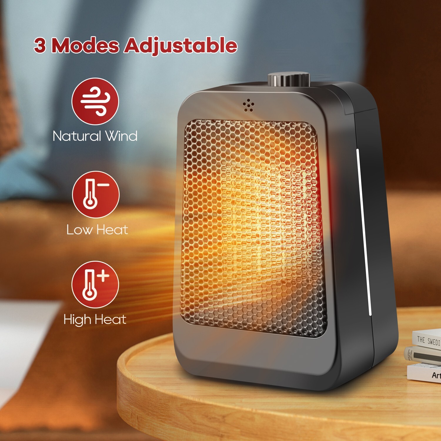 Ultra-Cozy & Gentle 1500W Portable Heater, Mini Design for Fast, Silent Warming