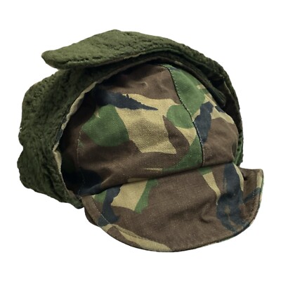 Dutch Army Camouflage Winter Hat Fleece Lined Cold Weather Ear Flaps  Ushanka UK