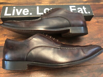 Barneys New York Mens 8M Brown Leather Square Toe Oxfords  display picture 1