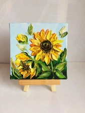 Sunflower Small Floral  canvas oil painting  3D flower wall art 6Х6