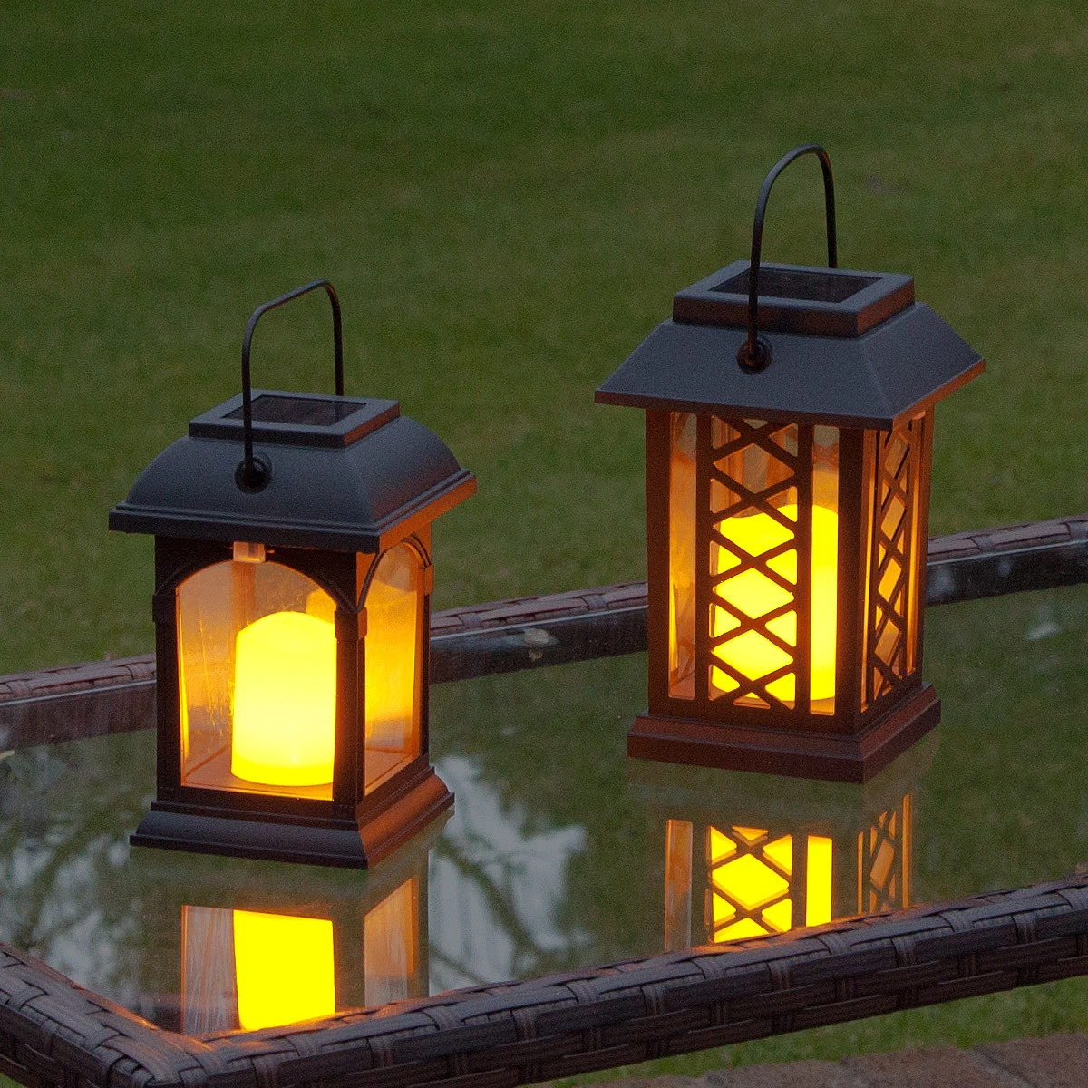 Velo Metal Lantern with Solar LED Candle, Large, Outdoor, Outdoor Decor