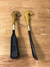 Vintage Horse Head Shoe Brush  Shoehorn Set Black Laquer No Hanger
