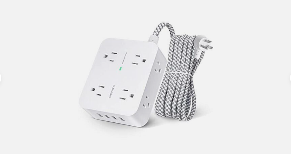 Extension Cord with 8 Widely Outlets 4 USB Ports-image