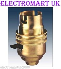 BRASS SWITCHED LAMP BULB HOLDER BC BAYONET CAP 10MM SCREW THREAD