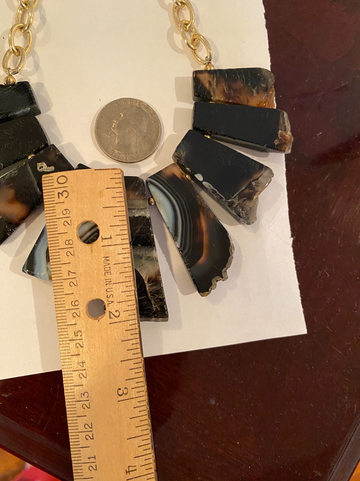 Signed Barse Black White Agate Slice Statement Ne… - image 14