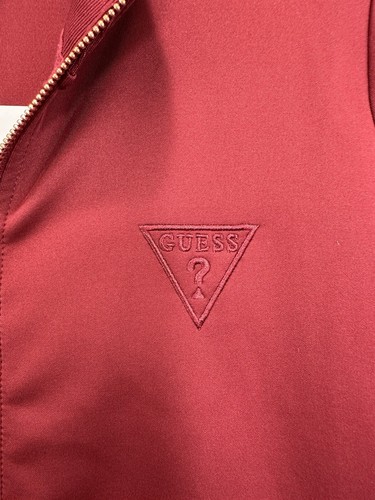 NWT Guess Burgundy W Black Stripe Full Zip Track Jacket Women’s Medium Pockets - Picture 2 of 7