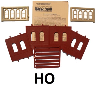 HO Scale -4  Dock Level Walls, Arched Windows-:''Modular System''  DPM-30103
