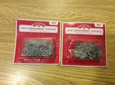 Holiday Time 2x 200 Silver Ornament Hooks Christmas Tree Decoration Wire Hangers