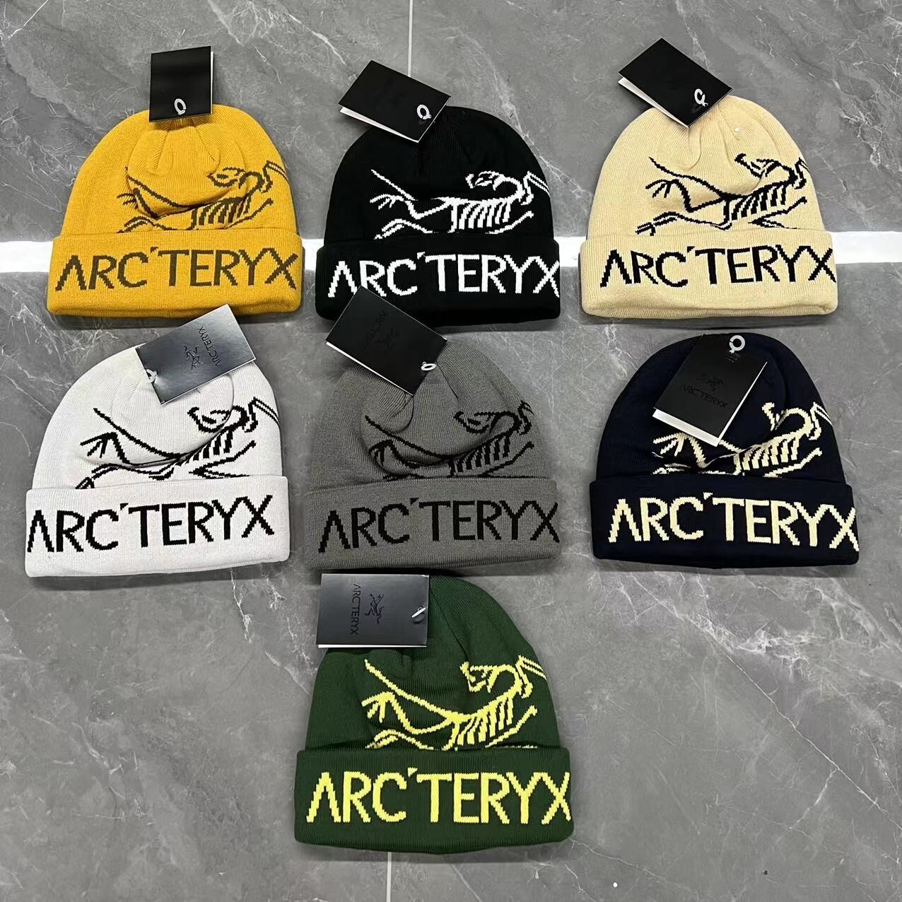 Unisex Cotton Arcteryx Beanie with Bird Embroidery Knitted Cap