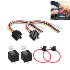 Relé de 5 pines para coche 12V 30/40A Spdt con relé enchufe portafusibles 2 juegos impermeables