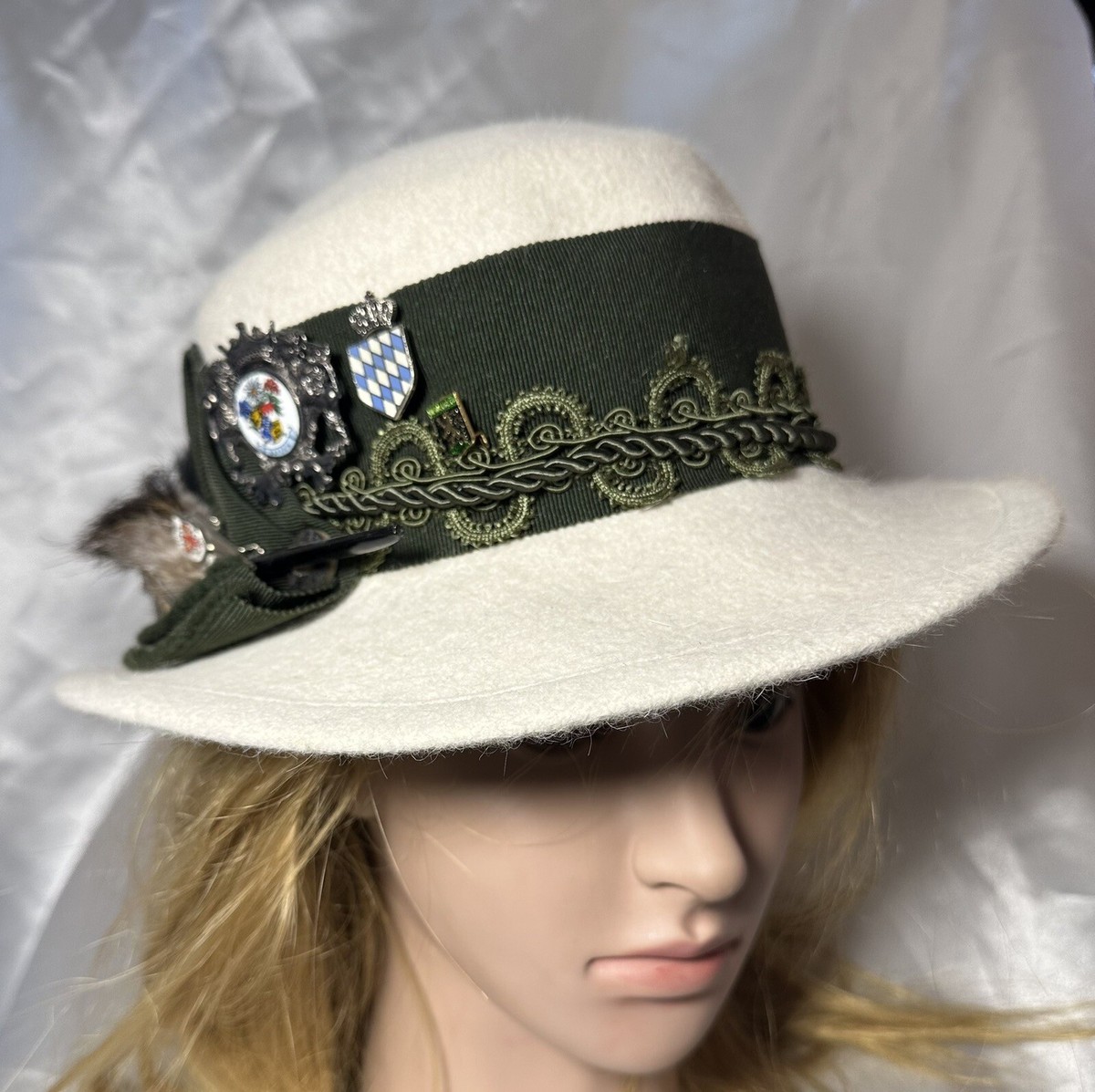 Vintage Mayser Milz Blue and Green Hat with Feather Detail Vintage Ein Mayser Milz Hut Round Woman main image 3