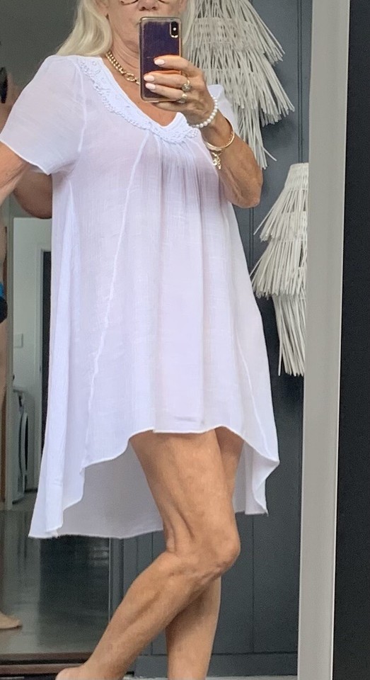 Fili Sun Dress White Cotton Baby Doll Size 12 