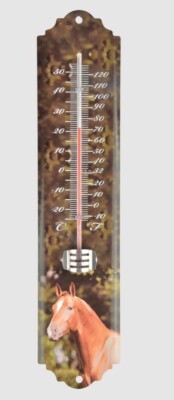 Metall Thermometer Temperaturmesser Gartenthermometer Außen Garten 30 cm Pferd