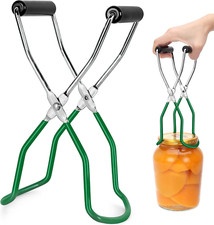 Canning Jar Lifter Tongs, Stainless Steel with Rubber Grip, Dark Green