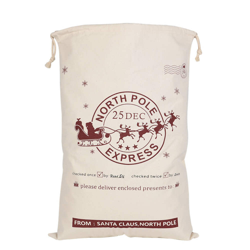 NNEDSZ 50x70cm Canvas Hessian Christmas Santa Sack Xmas Stocking Reindeer Kids G
