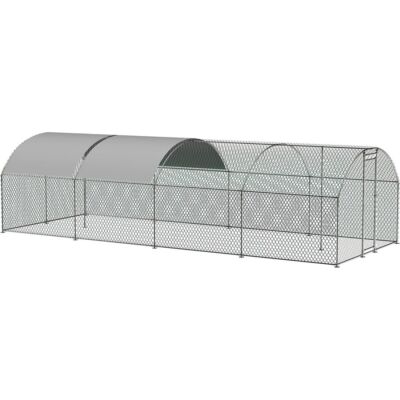 Outdoor Large Silver Metal Chicken Coop Chicken House Walk-in Chicken Run Pen